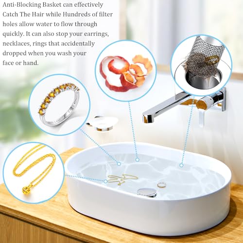 2Pcs Universal Sink Drain Stopper with Hair Catcher F178716