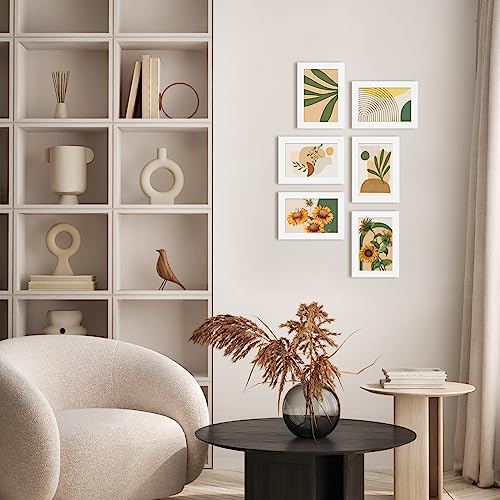 White 8x10 Picture Frames Set of 6 Solid Wood Plexiglass R4837