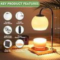 Silver Candle Warmer Lamp with Timer and Glass Lampshade T240