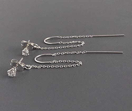 14k Gold Filled Double Piercing Earrings with Cubic Zirconia S9931