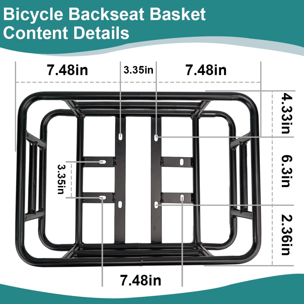 Large Rear Removable Metal Bicycle Basket with Black Liner E860