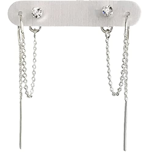 14k Gold Filled Double Piercing Earrings with Cubic Zirconia S9931