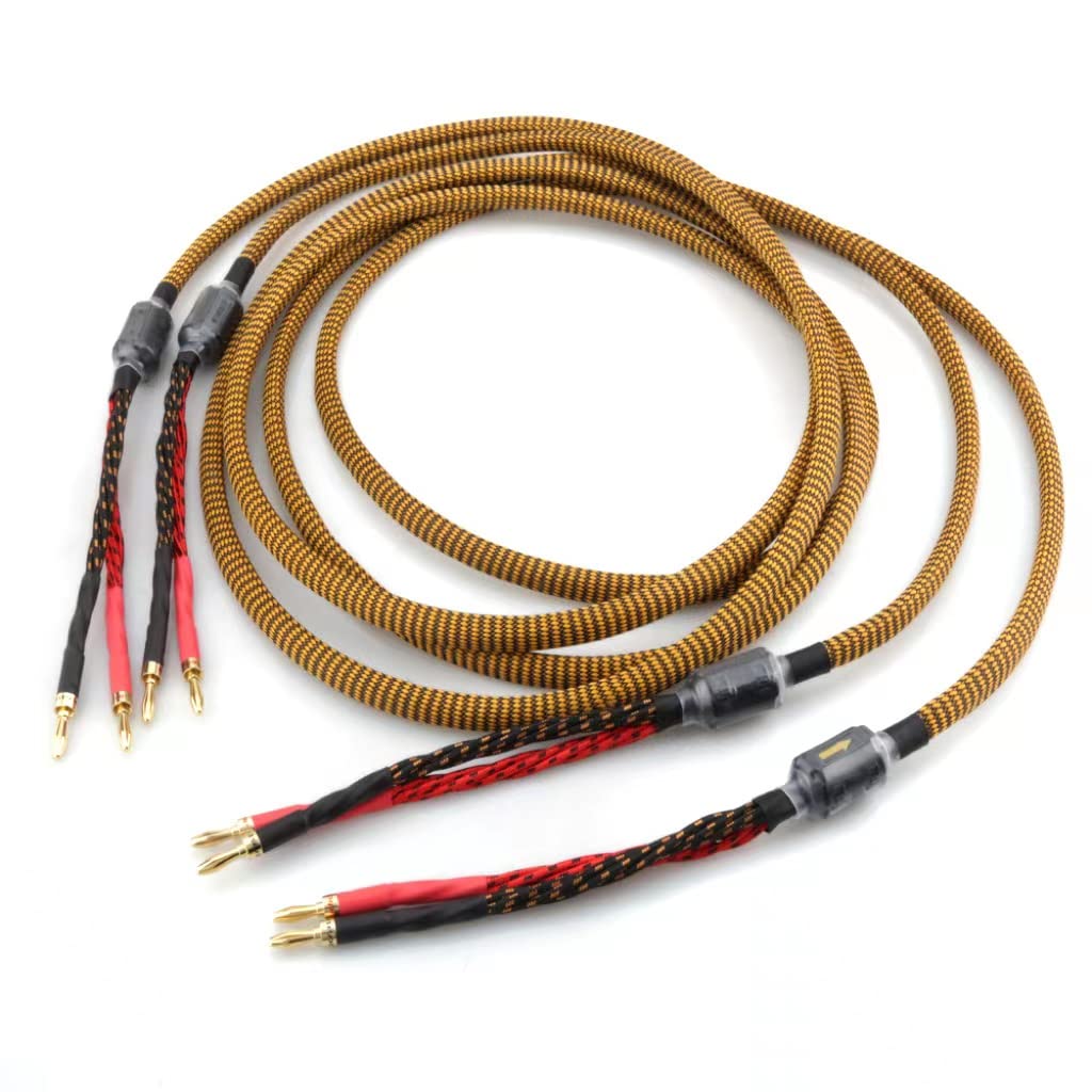 8.20ft 2.5m Nylon Braid Gold Plated Speaker Cable with 8 Banana Plugs Q196
