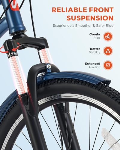 24 26 Inch 7 Speed Adult Tricycle with Front Suspension and Removable Basket R53424