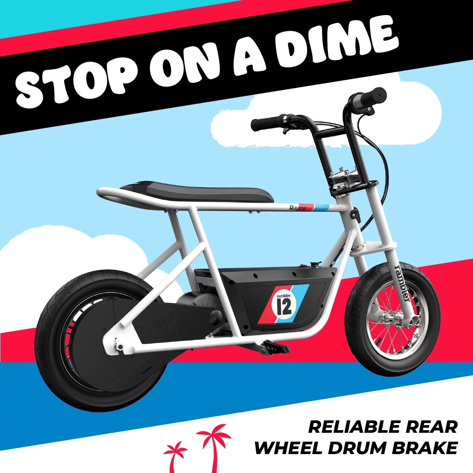 12 Seated Electric Scooter, White, 12" Air-Filled Tires Y720209