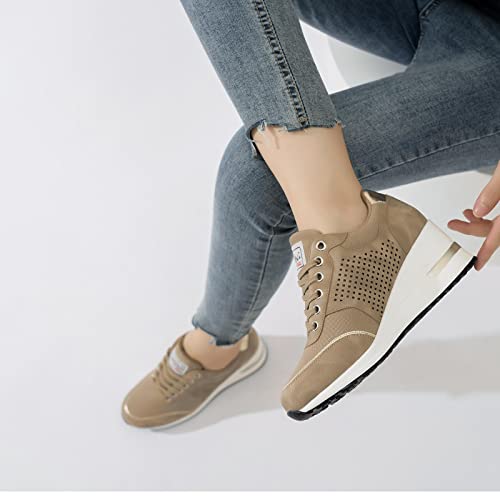 Black High Heel Wedge Sneakers D701