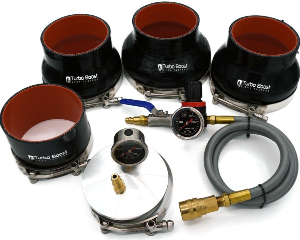 Large Frame Turbo Boost Leak Tester Kit 4" 5" 5.5" 6" with 5 ft Extension Air Line Kit with 150 PSI Regulator I12522