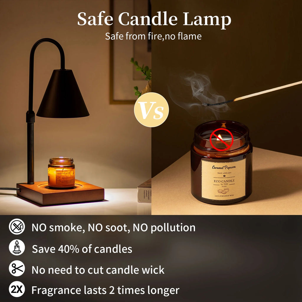 Black Walnut Electric Candle Warmer with Adjustable Height Dimmable Light 2 Bulbs F6143