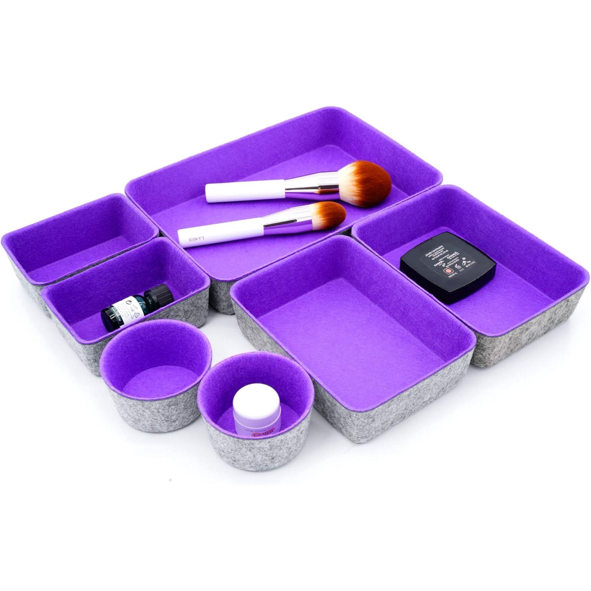 Maroon 7-Piece Felt Drawer Organizer Set B74197