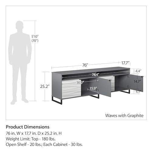 1 Door 3 Drawer Accent Cabinet, Faux Wave/Graphite Z28955