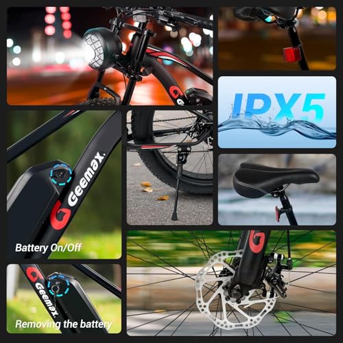 26" x 4.0 Fat Tire Electric Bike, 500W (Peak 750W) 36V 10.4Ah Lithium Battery, 25MPH, 21-Speed H126860