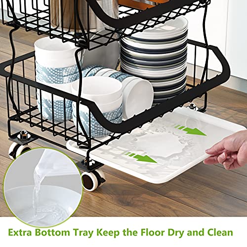5 Tier Stackable Metal Wire Basket Cart with Rolling Wheels W399521