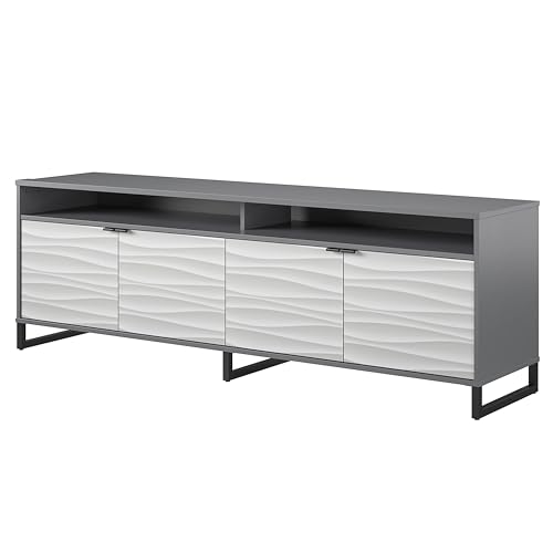 1 Door 3 Drawer Accent Cabinet, Faux Wave/Graphite Z28955
