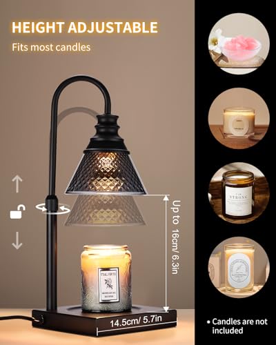 Black Electric Candle Warmer Lamp with Timer Dimmer and 3 Bulbs Y7680