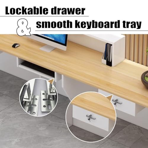 Wood Grain L-shaped Reception Desk with Lockable Drawer Z8570