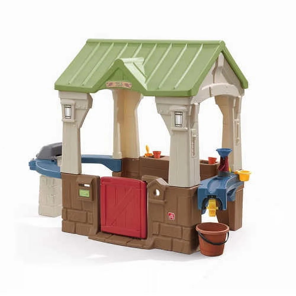 Brown Toddler Playhouse with Grill and Planter Play Toys U951843