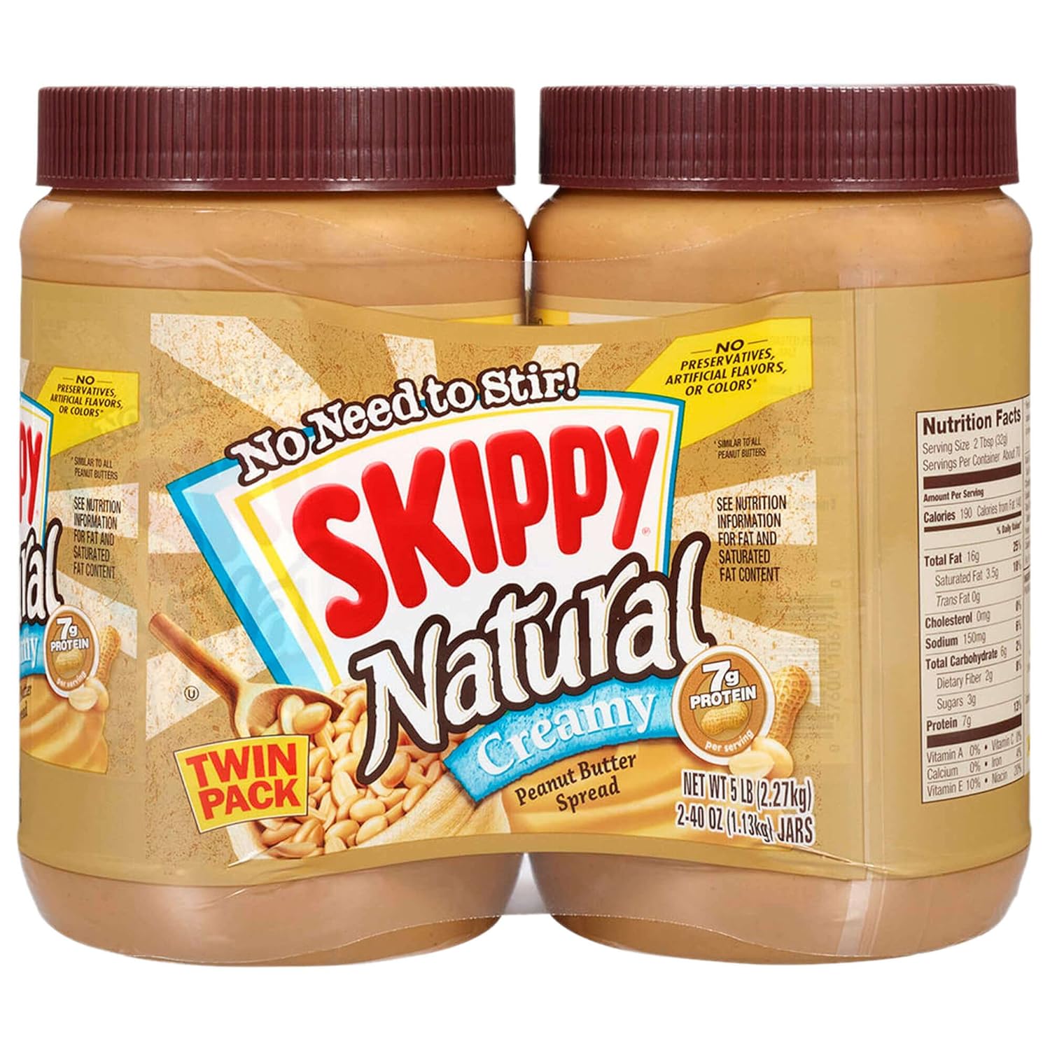 40 Ounce Twin Pack Natural Creamy Peanut Butter Spread P34049
