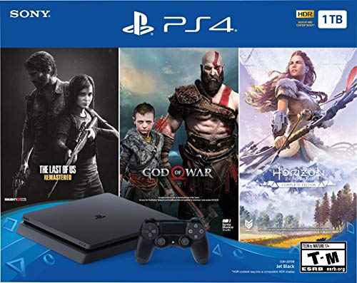 1TB HDD PS4 Console Slim Bundle with Three Games Dualshock 4 Wireless Controller Jet Black L8576
