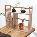 Natural Bamboo Desk Shelf Organizer with 3 Drawers F1705