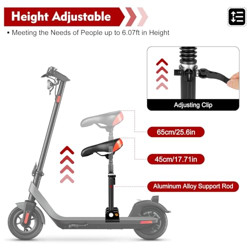 Foldable Adjustable Universal Scooter Seat Replacement with PU Cushion Aluminum Rod R225