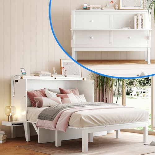 Grey Wood Queen Murphy Bed with Desk and Shelves K7727