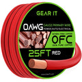 1/0 Gauge Oxygen Free Copper OFC 25ft Red Translucent Primary Automotive Wire P535