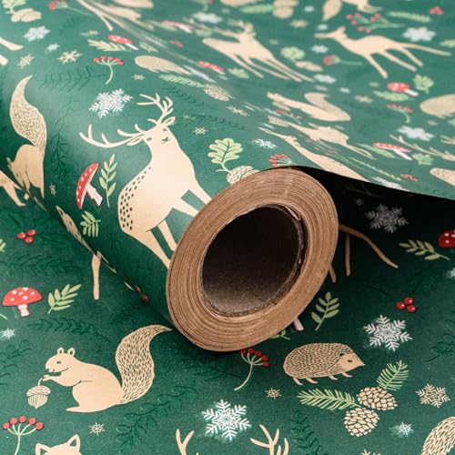 Christmas Wrapping Paper, Jumbo Roll Kraft Paper - Christmas Tree Design - 30 Inches x 100 Feet L8756