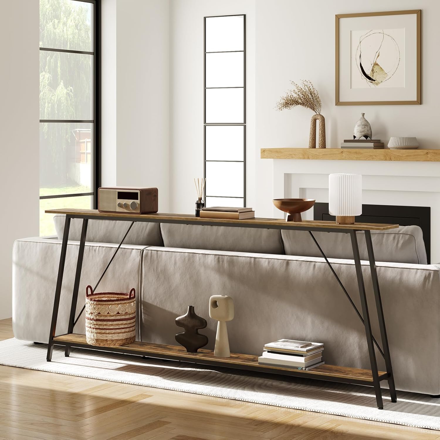 78.7" Console Table and 5.9" Skinny Console Table with Power Outlets Bundle D37646