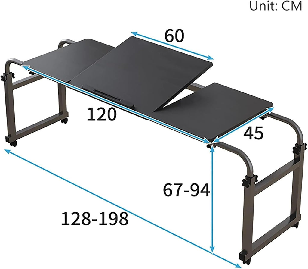 Over-Bed Tables with Wheels Height and Length Adjustable Rolling Mobile Laptop Cart Desk O543527