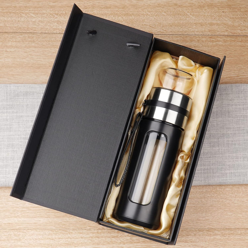 Glass Tea Infuser Bottle Double Wall Borosilicate Travel Tumbler Mug with Strainer E22736