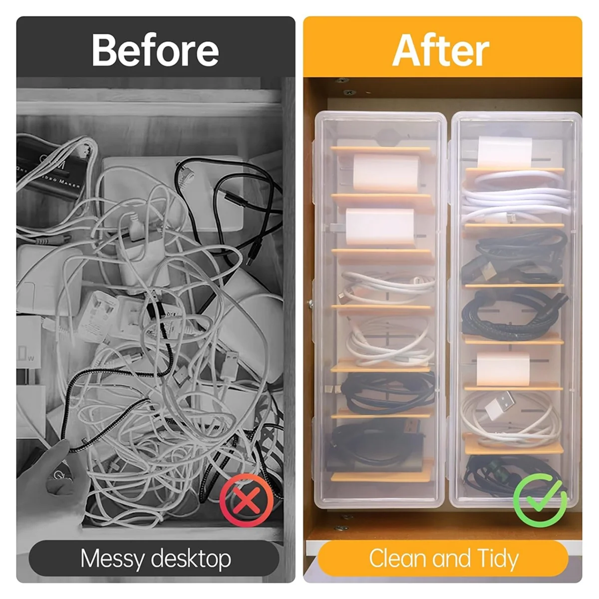 Clear Cable Organizer Box with Lid X686469