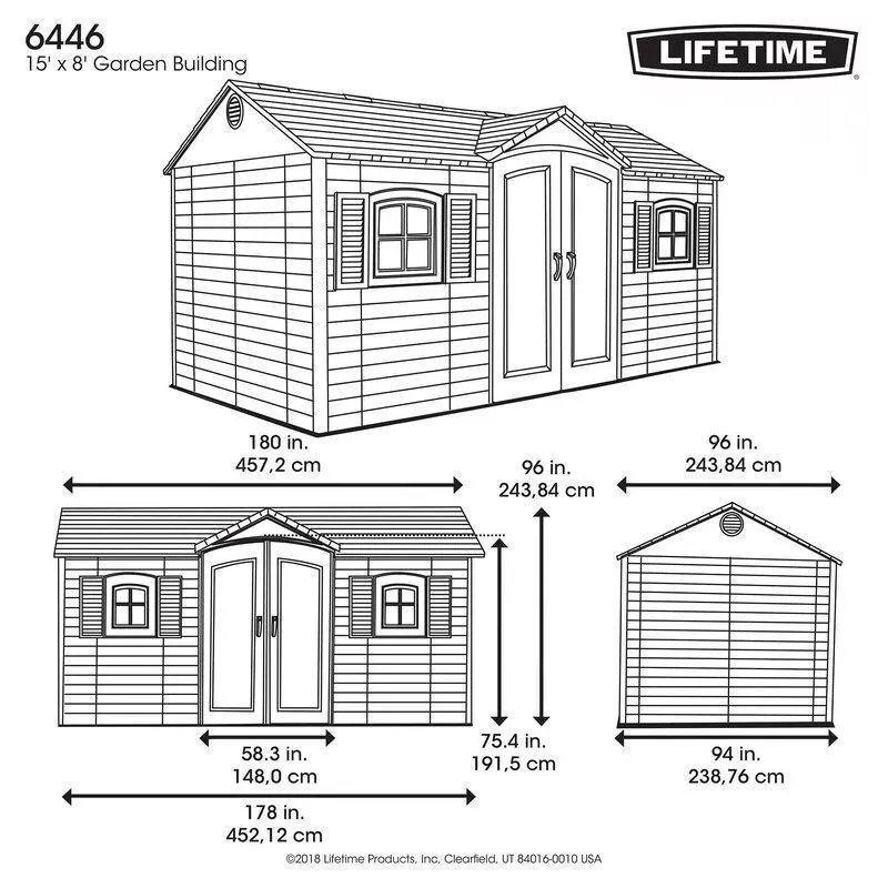15 ft. W x 8 ft. D Plastic Storage Shed Y278