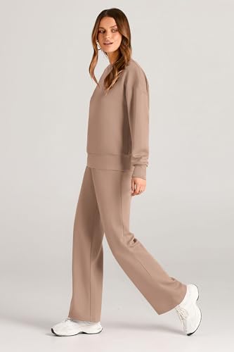 2 Piece Long Sleeve Pullover Tops And Long Pants Lounge Sets V6574