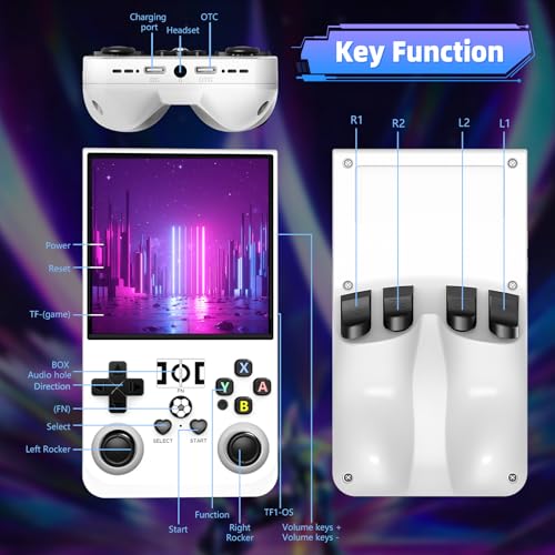 Retro Handheld Gaming Console with 64GB TF Card Transparent Gray Q19438