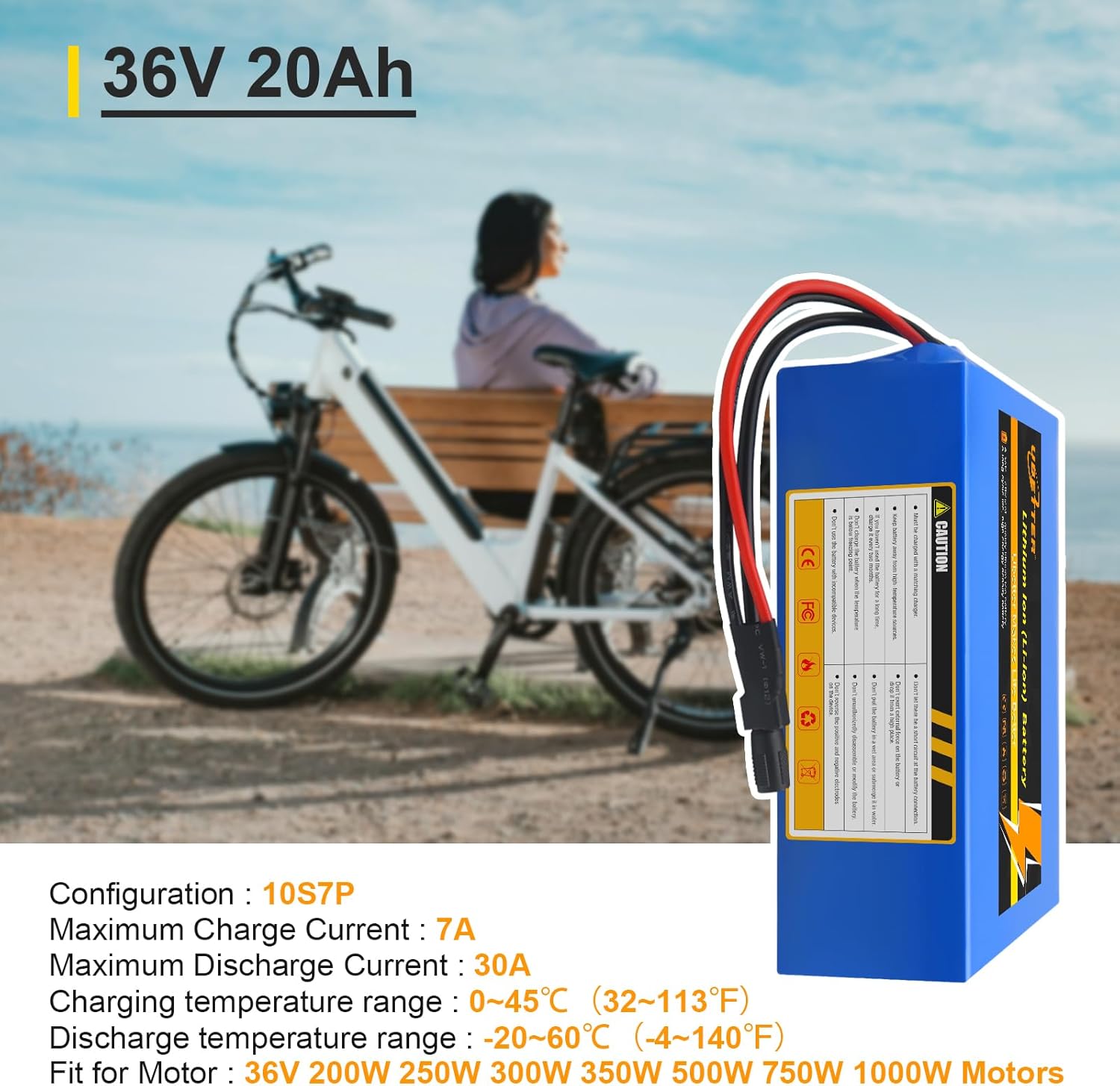 36V 20Ah Lithium Ebike Battery with 2A Fast Charger N1469