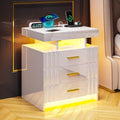 Black Nightstand with Charging Station and Storage Drawers X42243