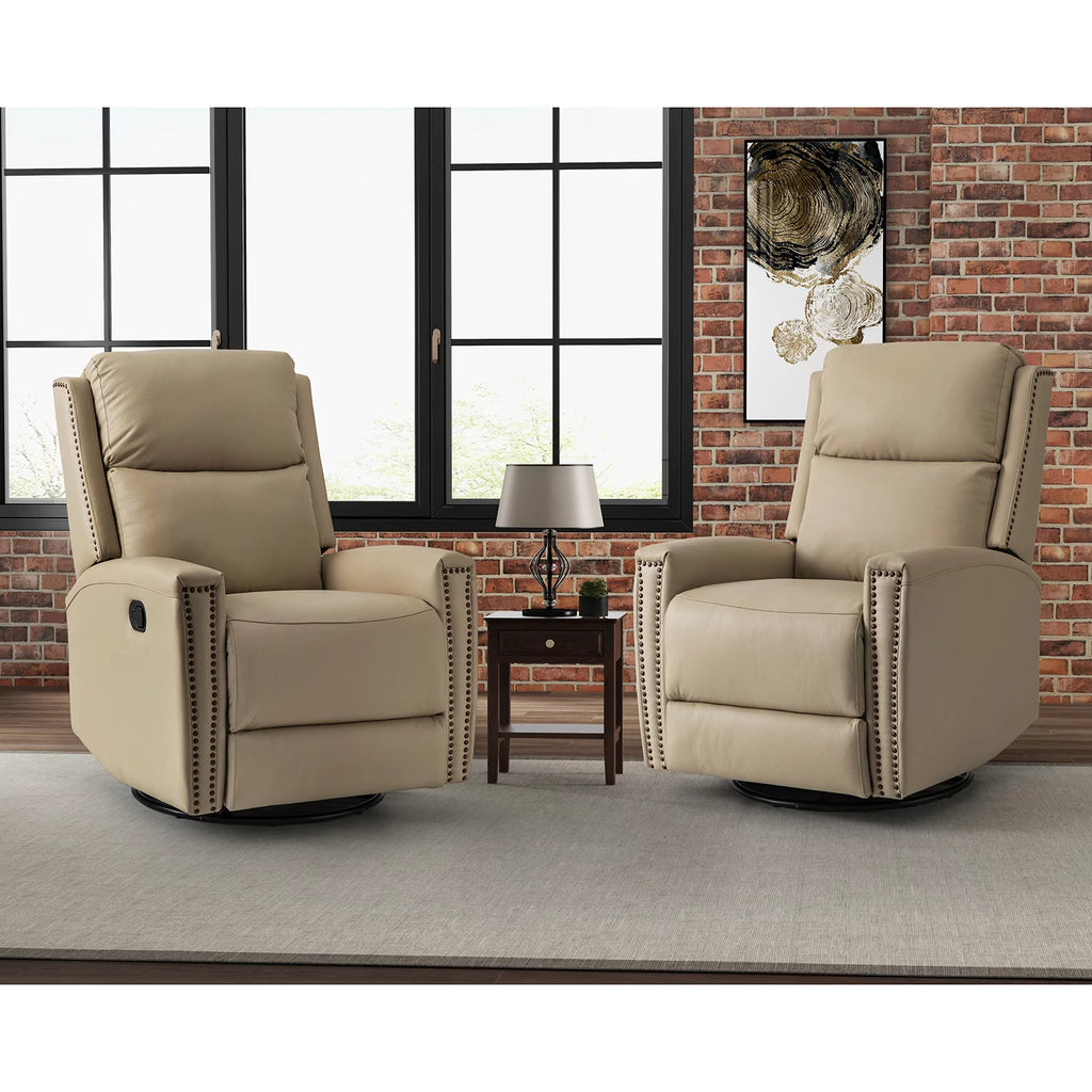 Genuine Leather Swivel Rocker Recliner Set of 2, Beige N945941