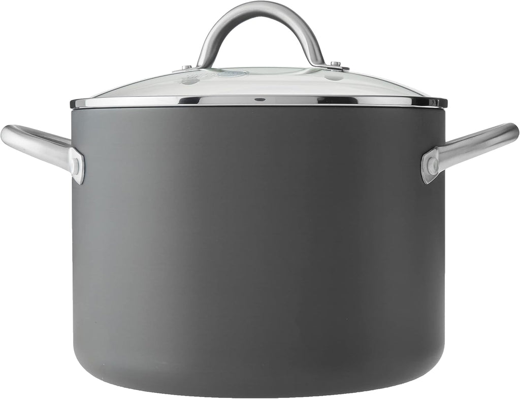 Gray 8QT Hard Anodized Ceramic Nonstick Stock Pot with Lid M98696