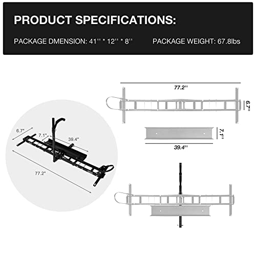 Motorcycle Carrier Hitch Mount 500 Lbs Dirt Bike Carrier Hauler Hitch Rack with Fixed Bracket and Lock Wheel Settings Removable Loading Ramp Anti-Tilt Locking Device V757815