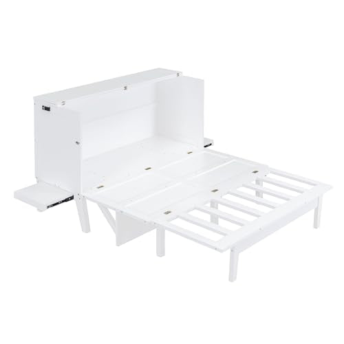 Grey Wood Queen Murphy Bed with Desk and Shelves K7727