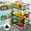 5 Tier Stackable Metal Wire Basket Cart with Rolling Wheels W399521