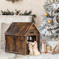 Brown Wooden Dog House with Door and Roof T945840