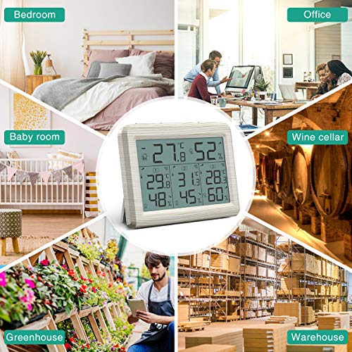 White Wireless Digital Hygrometer Thermometer with 3 Sensors F7862