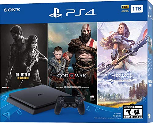 1TB HDD PS4 Console Slim Bundle with Three Games Dualshock 4 Wireless Controller Jet Black L8576