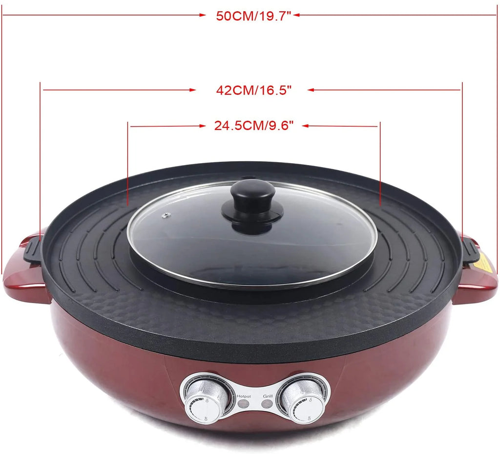 2 in 1 Electric Smokeless BBQ Grill and Hot Pot, 3.6L 2200W D28259