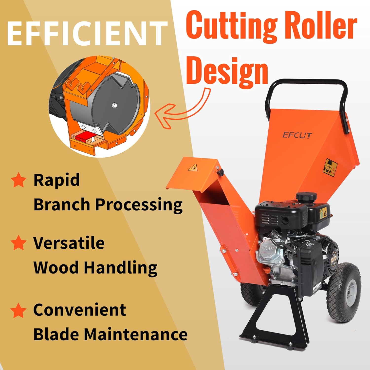 7HP Gas Powered Wood Chipper Shredder Mulcher Y492