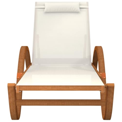 White Textilene and Solid Wood Poplar Sun Lounger K159