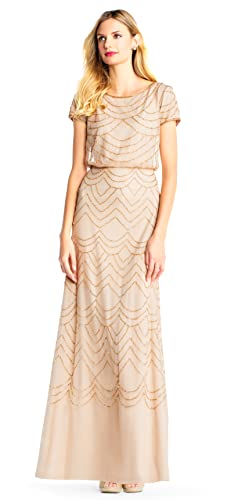 Short Sleeve Blouson Beaded Gown C9738