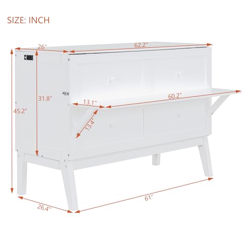 Grey Wood Queen Murphy Bed with Desk and Shelves K7727