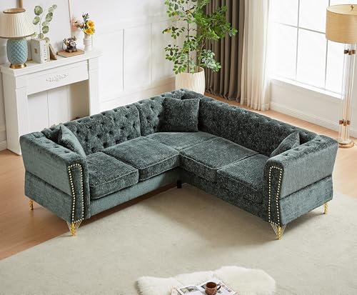 81.5" Chenille L-Shaped 5-Seater Sectional Sofa with 3 Cushions (Gray) H218284